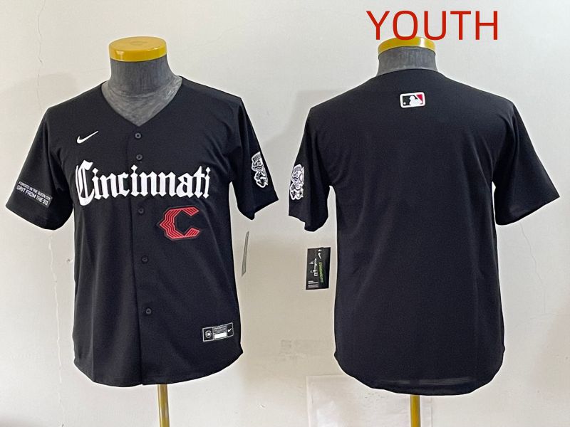 Youth 2025 Cincinnati Reds Blank Black Five generations Joint Name Nike MLB Jersey style 6->youth mlb jersey->Youth Jersey
